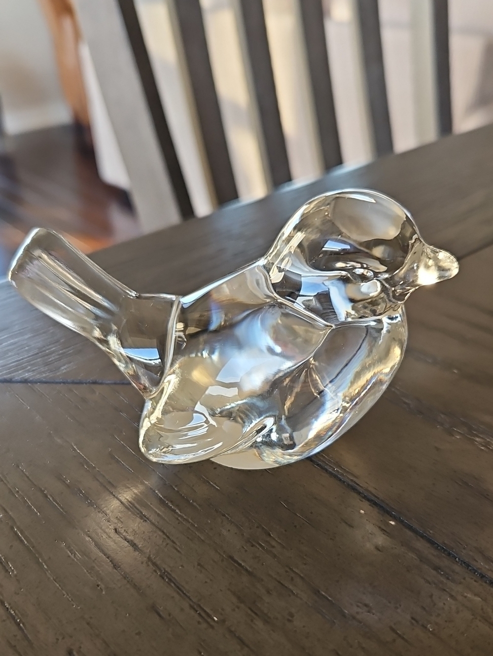 Vintage Clear Glass Art Glass Sparrow Bird Figurine/Paperweight